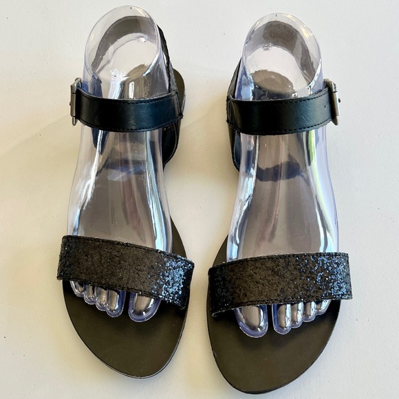 Xhilaration Black Sequins Size 8 Sandals - Picture 4 of 12